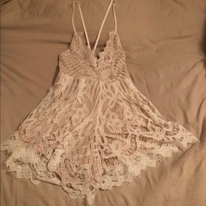 New Showpo Beige/White Lace Romper